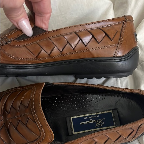 Bragano Brown Leather Loafers with Woven Pattern - Picture 6 of 9